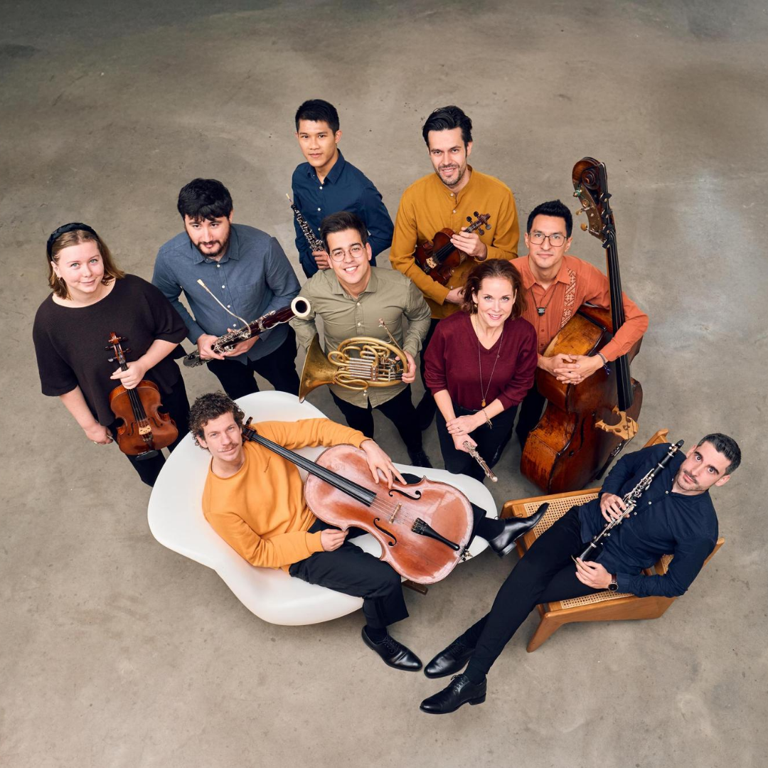 Foto van Intercontinental Ensemble en hun instrumenten