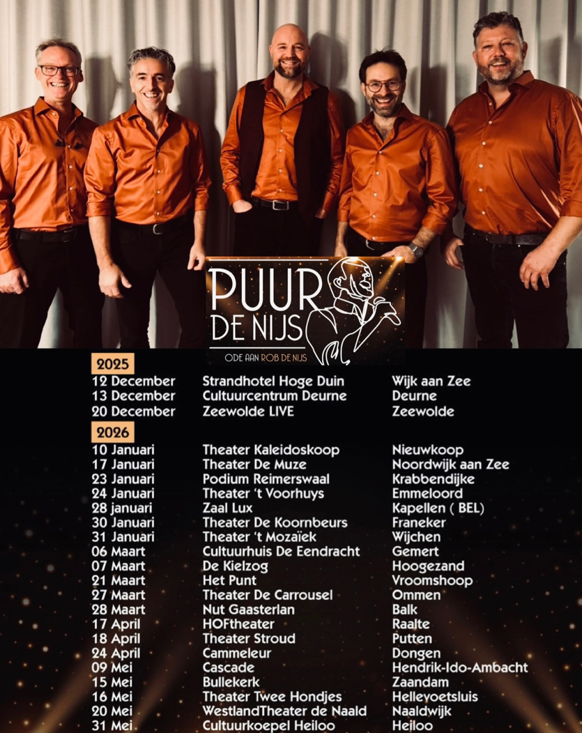 Flyer met resterende speeldata Puur de Nijs in 2025-2026